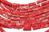 Red Sea Sediment Jasper rectangular tube tubular beads 15.5" 4x13mm