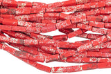 Red Sea Sediment Jasper rectangular tube tubular beads 15.5" 4x13mm
