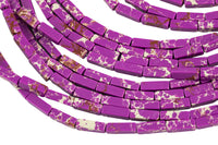 Purple Sea Sediment Jasper rectangular tube tubular beads 15.5" 4x13mm