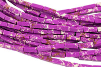 Purple Sea Sediment Jasper rectangular tube tubular beads 15.5" 4x13mm