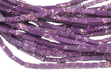 Purple Sea Sediment Jasper rectangular tube tubular beads 15.5" 4x13mm