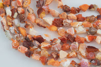 Natural Organic Rough Raw Unpolished Mexican Fire Opal Nugget Beads 15.5" Strand Gemstone Beads