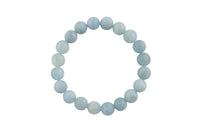 Natural Aquamarine Matte Round Size 10mm and 12mm- Handmade In USA- approx. 7-7.5" Bracelet Crystal Bracelet- LGS