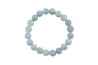 Natural Aquamarine Matte Round Size 10mm and 12mm- Handmade In USA- approx. 7-7.5" Bracelet Crystal Bracelet- LGS