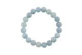 Natural Aquamarine Matte Round Size 10mm and 12mm- Handmade In USA- approx. 7-7.5" Bracelet Crystal Bracelet- LGS