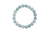 Natural Aquamarine Matte Round Size 10mm and 12mm- Handmade In USA- approx. 7-7.5" Bracelet Crystal Bracelet- LGS