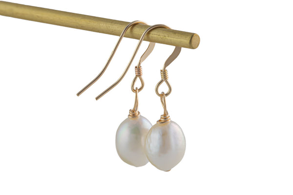 Gold Filled 14/20 Gold Filled- USA Handmade- Fresh Water Pearl Earring- Dainty Dangle Earrings-Perfect Gift- 30mm