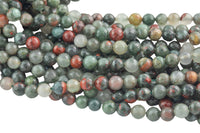 Natural Bloodstone Beads Blood Stone Beads, High Quality in Faceted Round,-Full Strand 15.5 inch Strand, 4mm, 6mm, 8mm, 12mm, or 14mm Beads