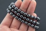 Natural Hematite Bracelet Round Size 6mm 8mm - Handmade In USA Gemstone Crystal Bracelets - Handmade Jewelry - approx. 7"