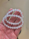 Natural White Jade Bracelet 8mm Stretchy String Bracelet Handmade Jewelry Bracelet Crystal Bracelet