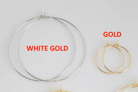 Gold Filled / White Gold Filled Earring Hoop Findings - 20mm 25mm 35mm 45mm 50mm - 2 pairs per order (4 pcs)