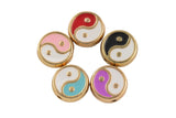8mm Enamel Yin Yang Beads, Double Sided Charms, Yin Yang Spacer Bead, Flat Round Bead, Bracelet Charm