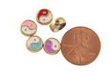 8mm Enamel Yin Yang Beads, Double Sided Charms, Yin Yang Spacer Bead, Flat Round Bead, Bracelet Charm