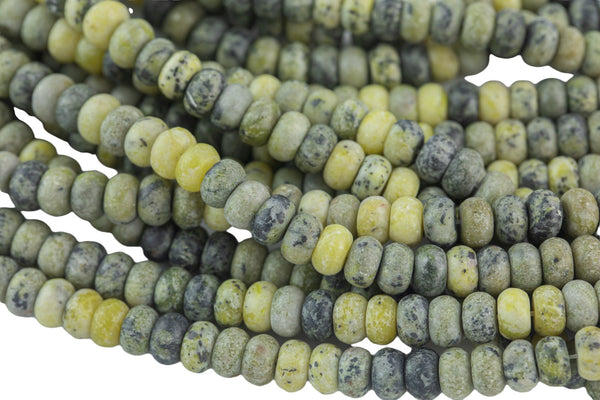 Natural Yellow Flower Jade- High Quality in Roundel, 6mm, 8mm- Full 15.5 Inch Strand-Full Strand 15.5 inch Strand Smooth Gemstone Beads