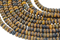 Natural Tiger Eye- High Quality in Roundel, 6mm, 8mm- Full 15.5 Inch Strand-Full Strand 15.5 inch Strand Smooth Gemstone Beads