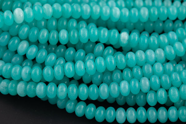 Aqua Jade- High Quality in Roundel, 6mm, 8mm- Full 15.5 Inch Strand-15.5 inch Strand Smooth Gemstone Beads