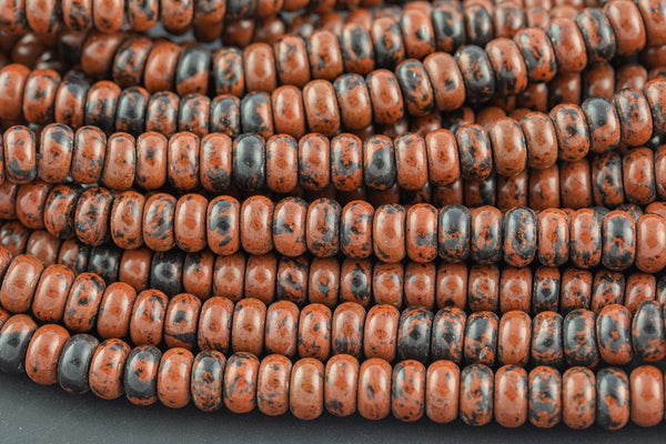 Natural Mahogany Jasper - High Quality in Roundel, 6mm, 8mm- Full 15.5 Inch Strand-15.5 inch Strand Smooth Gemstone Beads