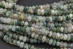 Natural Tree Moss Agate - High Quality in Roundel, 6mm, 8mm- Full 15.5 Inch Strand-15.5 inch Strand Smooth Gemstone Beads