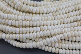 Natural White Turquiose - High Quality in Roundel, 6mm, 8mm- Full 15.5 Inch Strand-15.5 inch Strand Smooth Gemstone Beads