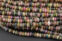 Natural Watermelon Tourmaline- Sharp Diamond Cut- High Facets , Faceted Roundel- 6 mm 8mm- Full 15.5 Inch Strand AAA Quality Gemstone Beads