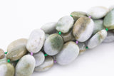 Natural Burmese Jade Beads Green Jade Beads Burma Jade Puffy Oval Apprx 20x30mm Green Pale Polished Round Beads 15.5" Strand Gemstone Beads