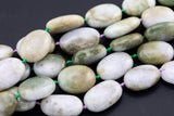 Natural Burmese Jade Beads Green Jade Beads Burma Jade Puffy Oval Apprx 20x30mm Green Pale Polished Round Beads 15.5" Strand Gemstone Beads