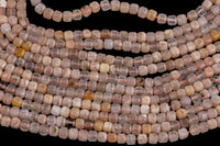 Natural Pink Sunstone Faceted Cube Beads Size 3mm 15.5" Strand