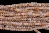 Natural Pink Sunstone Faceted Cube Beads Size 3mm 15.5" Strand
