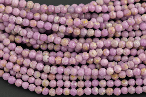 Gorgeous Natural Phosphosiderite 3-3.5mm Round Beads Micro Faceted Gemstone Genuine Lilac Purple Stone Beads 15.5" Strand