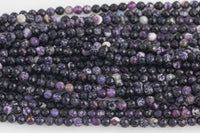 Natural Sugilite Full Strands-15.5 inches-3mm- Nice Size Hole- Diamond Cutting, High Facets- Nice and Sparkly- Faceted Round