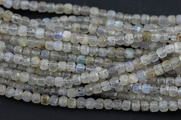 Natural Labradorite Faceted Cube Beads Size 3mm 15.5" Strand