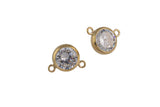2 or 3 loop Connectors - 14kt Gold Filled or Sterling Silver 6mm CZ Diamond - Setting For NECKLACE- Top Quality AAA Cz Bezel- 3mm or 4mm