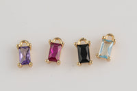 6pc 18k Gold Birthstone Charm Tiny, Necklace Earring Bracelet Supplies, Jewelry Supply Charms Personalized Delicate Dainty Pendant Rectangle