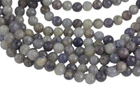 Natural Flower Iolite Beads Full Strands-15.5 inches- Nice Size Hole- Diamond Cutting, High Facets-Nice and Sparkly-Faceted Round