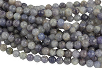 Natural Flower Iolite Beads Full Strands-15.5 inches- Nice Size Hole- Diamond Cutting, High Facets-Nice and Sparkly-Faceted Round