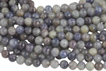 Natural Flower Iolite Beads Full Strands-15.5 inches- Nice Size Hole- Diamond Cutting, High Facets-Nice and Sparkly-Faceted Round