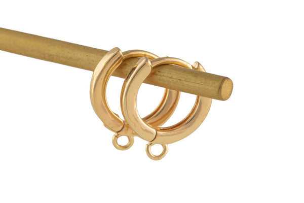 4 pcs 18kt Gold Filled One Touch Lever Flat Rounded Hoop Simple round hoop earring, 12mm Huggie , Earring Gift for Minimalist Huggies