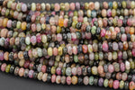 Natural Watermelon Tourmaline- Sharp Diamond Cut- High Facets , Faceted Roundel- 6 mm 8mm- Full 15.5 Inch Strand AAA Quality Gemstone Beads