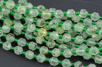 AAA Natural Prehnite 5-6mm Beads Faceted Energy Prism Double Terminated Point Cut 15.5" Strand