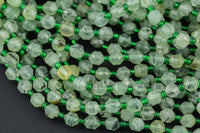 AAA Natural Prehnite 5-6mm Beads Faceted Energy Prism Double Terminated Point Cut 15.5" Strand