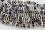 Natural Tourmaline Quartz Smooth Freeform Roundel Chip Beads 15.5" Strand