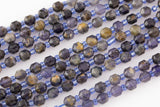 AAA Natural Iolite 5-6mm Beads Faceted Energy Prism Double Terminated Point Cut 15.5" Strand