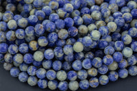 Natural Sodalite Beads Full Strands-15.5 inches-6mm Nice Size Hole-Diamond Cutting, High Facets-Nice and Sparkly-Faceted Round