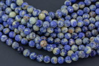 Natural Sodalite Beads Full Strands-15.5 inches-6mm Nice Size Hole-Diamond Cutting, High Facets-Nice and Sparkly-Faceted Round