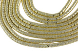 Light Gold Pyrite- Chevron Barrel Heishi- Hematite Strands- Light Gold- 4x6mm