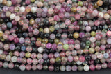 Natural Tourmaline Beads Full Strands-15.5 inches-3mm 4mm- Nice Size Hole- Diamond Cutting, High Facets- Nice and Sparkly- Faceted Round