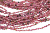 Natural Pink Tourmaline Beads Full Strands-15.5 inches-2.5mm- Nice Size Hole- Diamond Cutting High Facets- Nice and Sparkly- Faceted Round