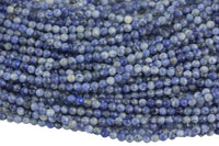 Natural Sodalite Beads Full Strands-15.5 inches-3mm- Nice Size Hole- Diamond Cutting High Facets- Nice and Sparkly- Faceted Round