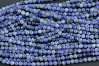 Natural Sodalite Beads Full Strands-15.5 inches-3mm- Nice Size Hole- Diamond Cutting High Facets- Nice and Sparkly- Faceted Round