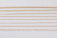 Light DAINTY ROSE GOLD Chain Dainty Chain Selection Paperclip Figaro Oval Pyrite Chain Selection - 1 yard / 3 feet